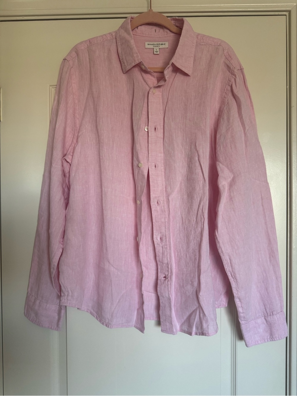 Banana Republic Pink Linen Button-Down Shirt